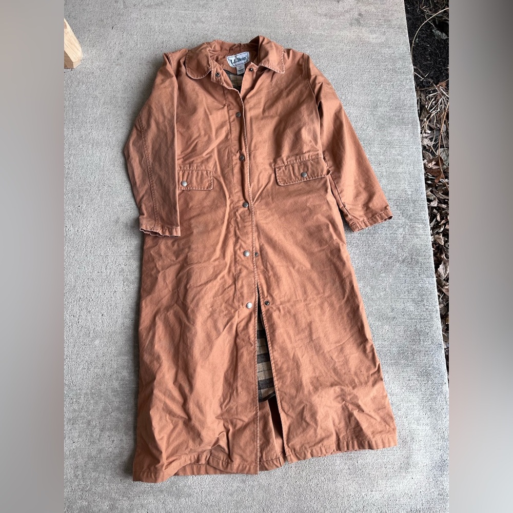 Vintage 90s flannel lined LLbean pumpkin orange barn coat chore jacket rare - Picture 8 of 8